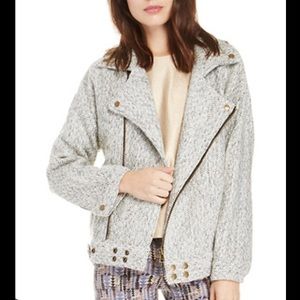 J.O.A. Herringbone wool blend biker Jacket Size Medium